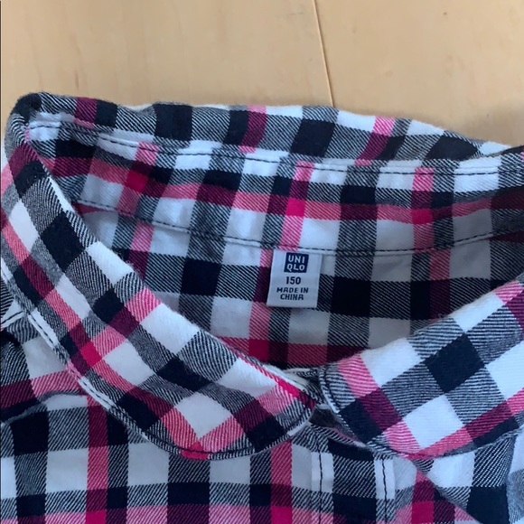BOGO Uniqlo pink & black Shacket top sz 150 (11) - Picture 3 of 4
